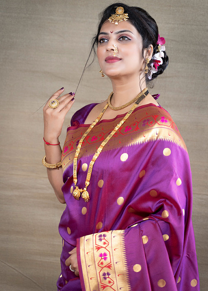 Purple Dupion Silk Saree With Blouse Piece