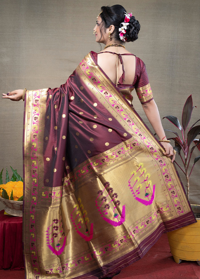 Brown Dupion Silk Saree With Blouse Piece