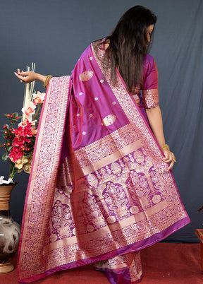 Purple Dupion Silk Saree With Blouse Piece