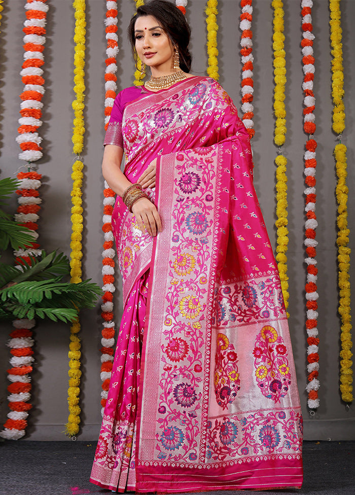 Rani Banarasi Silk Saree With Blouse Piece