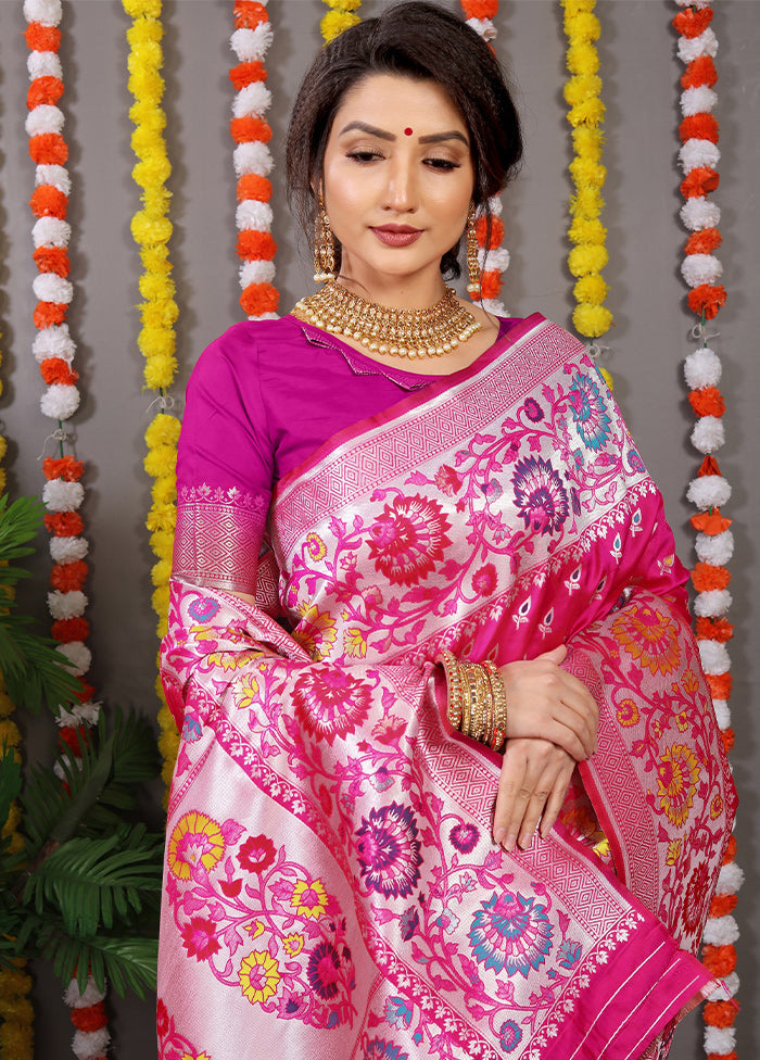 Rani Banarasi Silk Saree With Blouse Piece