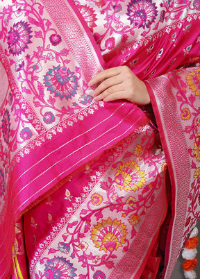 Rani Banarasi Silk Saree With Blouse Piece