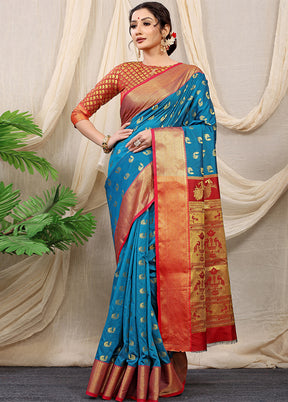 Firoza Banarasi Silk Saree With Blouse Piece