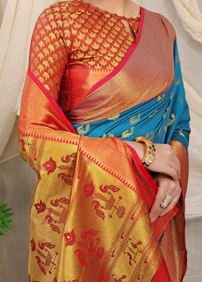 Firoza Banarasi Silk Saree With Blouse Piece