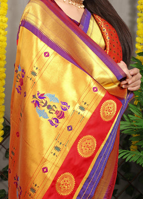 Maroon Banarasi Silk Saree With Blouse Piece