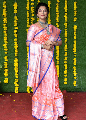 Baby Pink Dupion Silk Saree With Blouse Piece