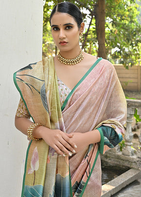 Mehendi Cotton Saree With Blouse Piece