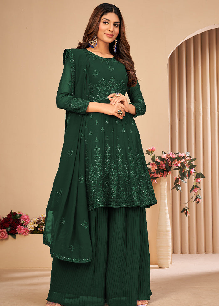 3 Pc Green Unstitched Georgett Suit Set With Dupatta VDDIT2803248 - Indian Silk House Agencies