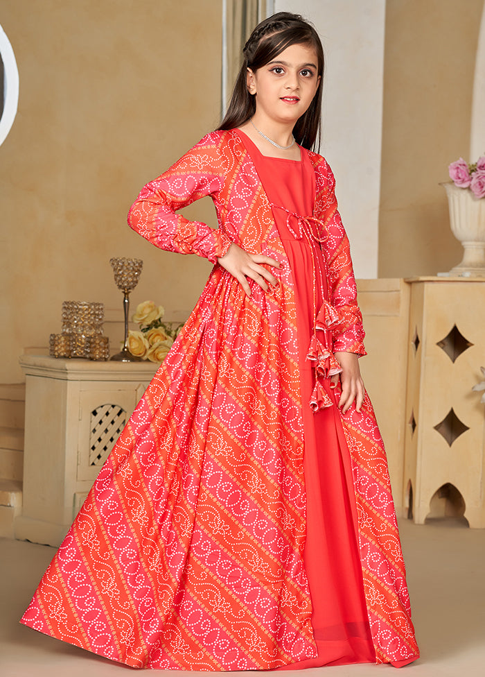 Pink Faux Georgette Indian Dress With Shrug - Indian Silk House Agencies