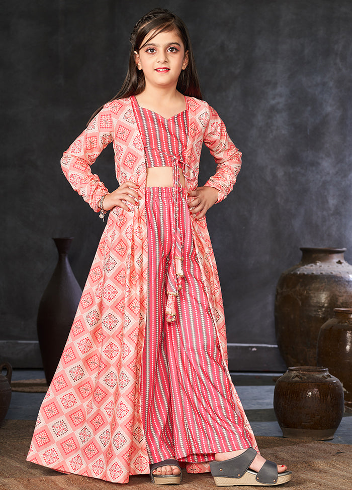 Pink Heavy Rayon Indian Dress With Shrug - Indian Silk House Agencies