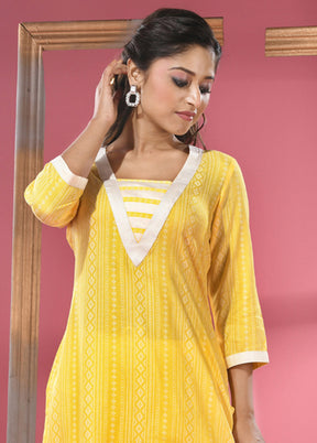 Yellow Readymade Cotton Kurti - Indian Silk House Agencies