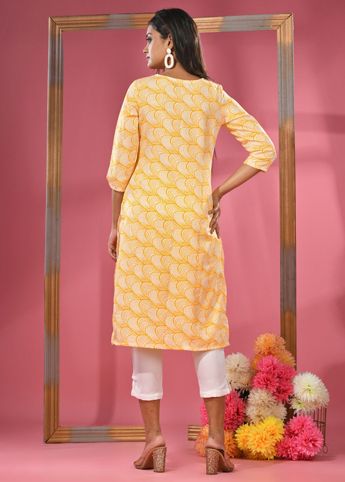2 Pc Yellow Readymade Cotton Kurti Set - Indian Silk House Agencies