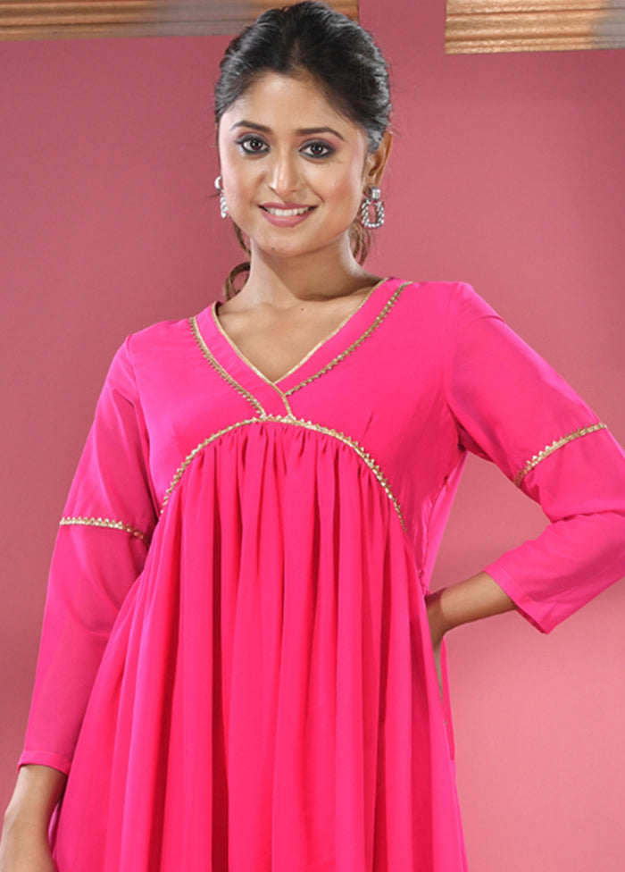 3 Pc Pink Readymade Georgette Suit Set