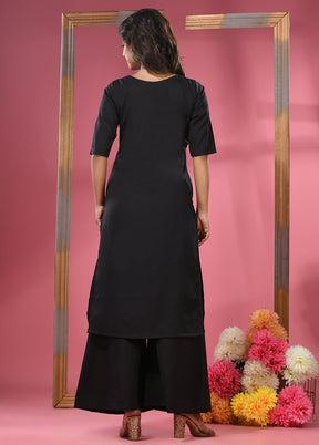 2 Pc Black Readymade Rayon Kurti Set - Indian Silk House Agencies