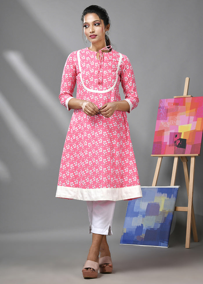 2 Pc Pink Readymade Cotton Kurti Set - Indian Silk House Agencies