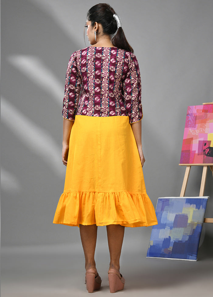 Yellow Readymade Cotton Indian Dress - Indian Silk House Agencies