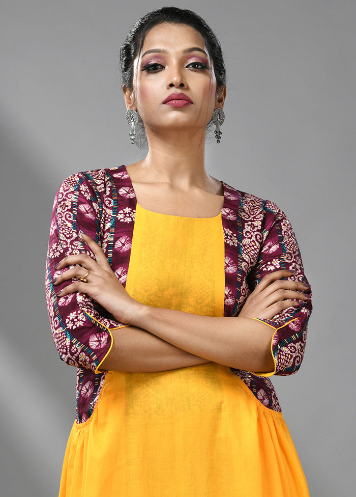 Yellow Readymade Cotton Indian Dress