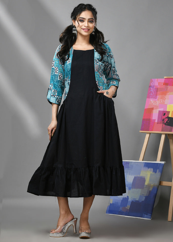 Black Readymade Cotton Indian Dress - Indian Silk House Agencies