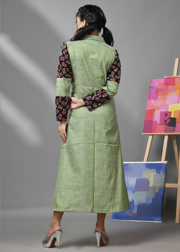 Green Readymade Cotton Indian Dress - Indian Silk House Agencies