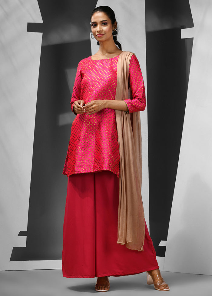 3 Pc Fuchsia Readymade Silk Suit Set - Indian Silk House Agencies