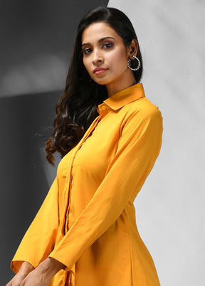 2 Pc Yellow Readymade Silk Kurti Set - Indian Silk House Agencies