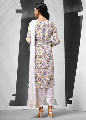 3 Pc White Readymade Cotton Suit Set - Indian Silk House Agencies