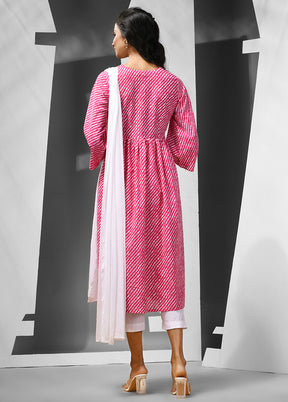3 Pc Fuchsia Readymade Cotton Suit Set - Indian Silk House Agencies