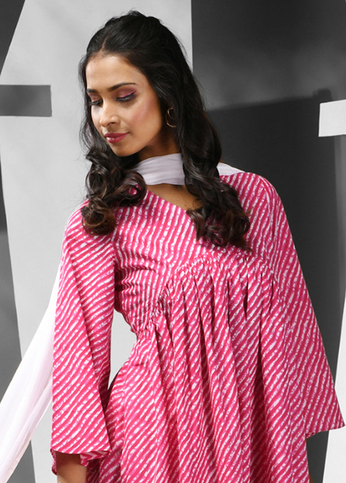 3 Pc Fuchsia Readymade Cotton Suit Set - Indian Silk House Agencies