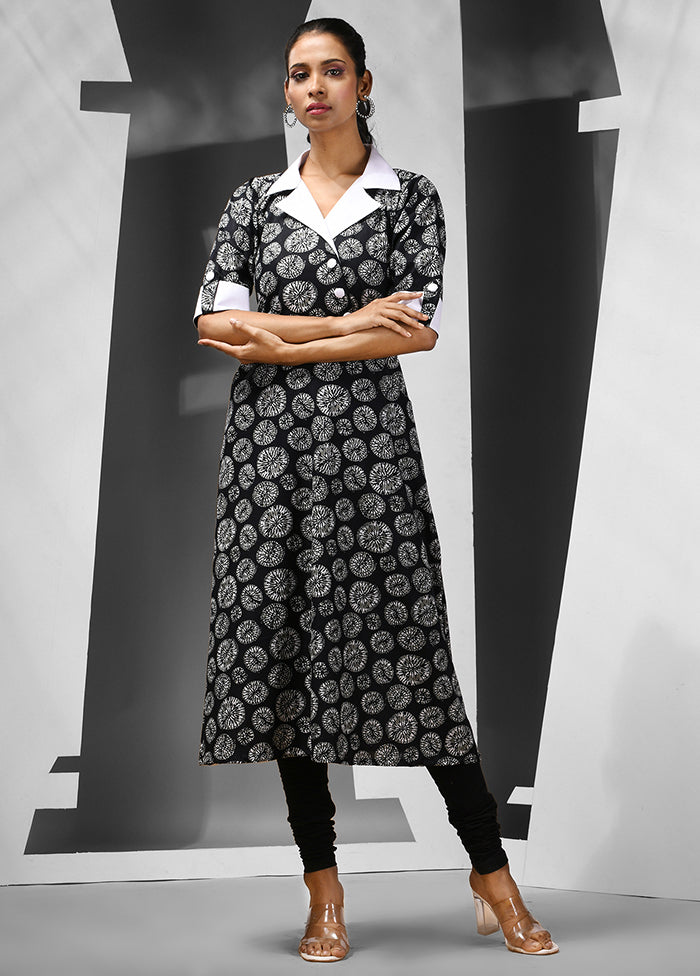 Black Readymade Cotton Kurti - Indian Silk House Agencies