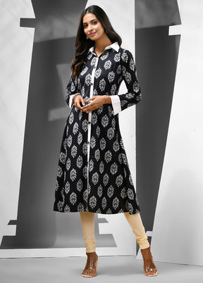 Black Readymade Cotton Kurti - Indian Silk House Agencies