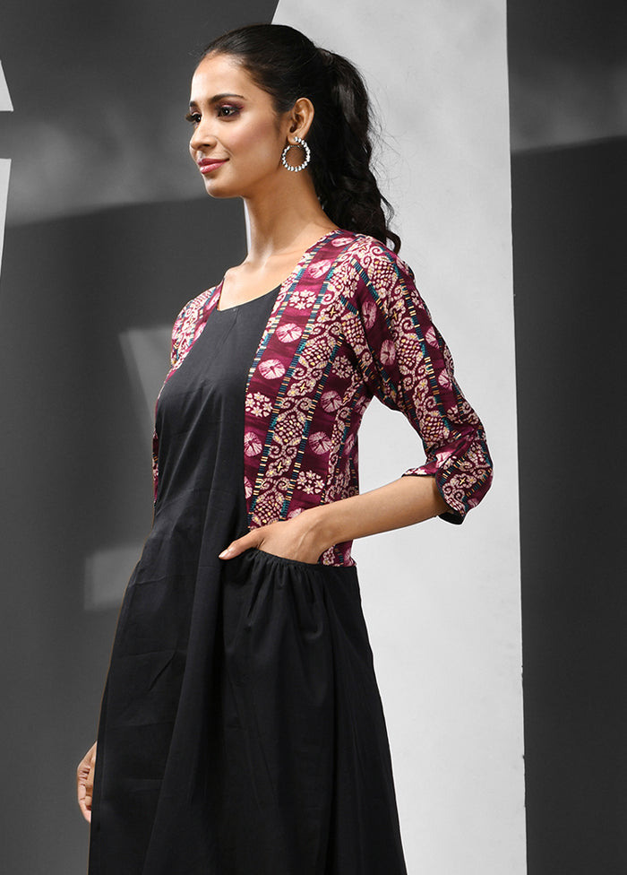 Black Readymade Cotton Indian Dress