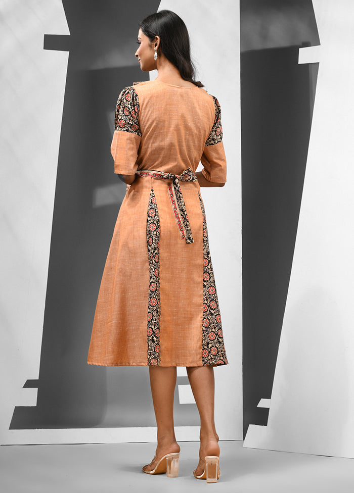 Peach Readymade Cotton Indian Dress - Indian Silk House Agencies