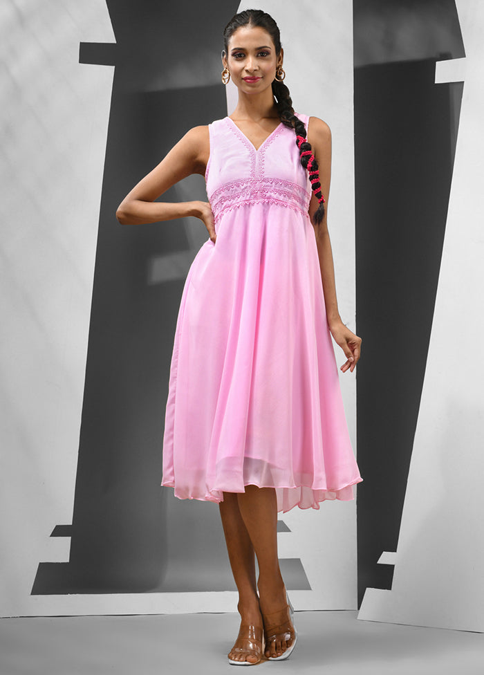 Pink Readymade Georgette Indian Dress - Indian Silk House Agencies
