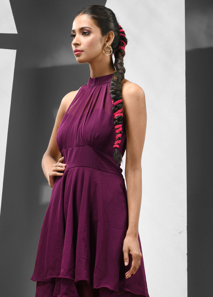 Purple Readymade Georgette Indian Dress