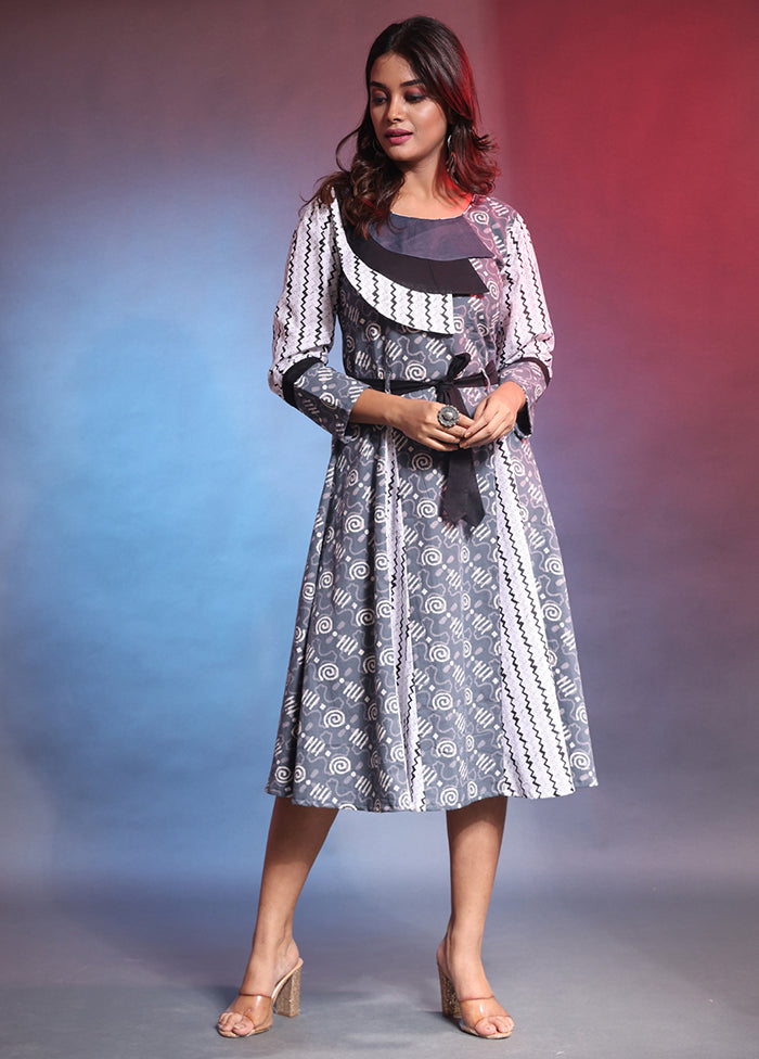 Grey Readymade Cotton Indian Dress - Indian Silk House Agencies