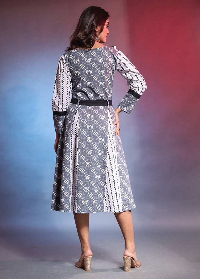 Grey Readymade Cotton Indian Dress - Indian Silk House Agencies