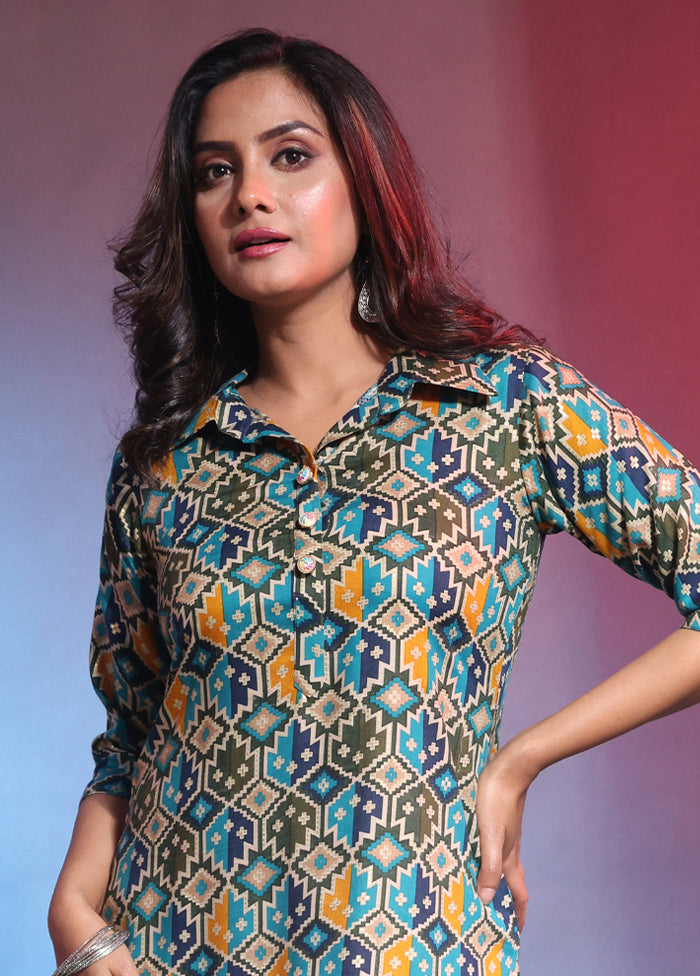 Green Readymade Rayon Kurti