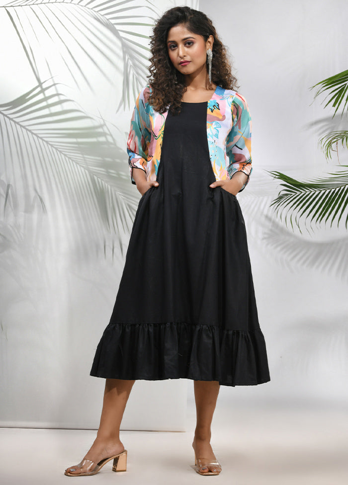 Black Readymade Cotton Indian Dress - Indian Silk House Agencies