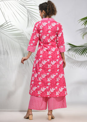 2 Pc Pink Readymade Cotton Kurti Set - Indian Silk House Agencies