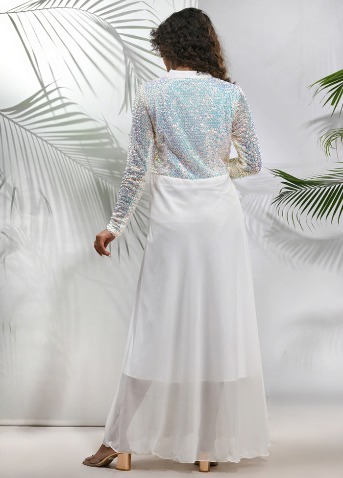 Off White Readymade Georgette Indian Dress - Indian Silk House Agencies