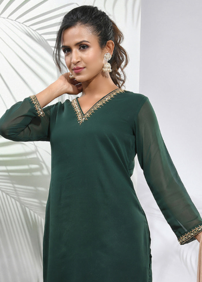 3 Pc Green Readymade Georgette Suit Set