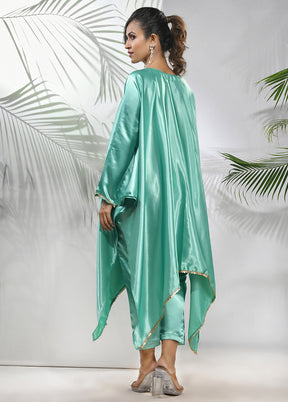 2 Pc Mint Green Readymade Silk Kaftan Set - Indian Silk House Agencies