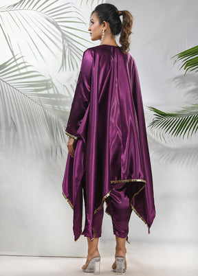 2 Pc Purple Readymade Silk Kaftan Set - Indian Silk House Agencies
