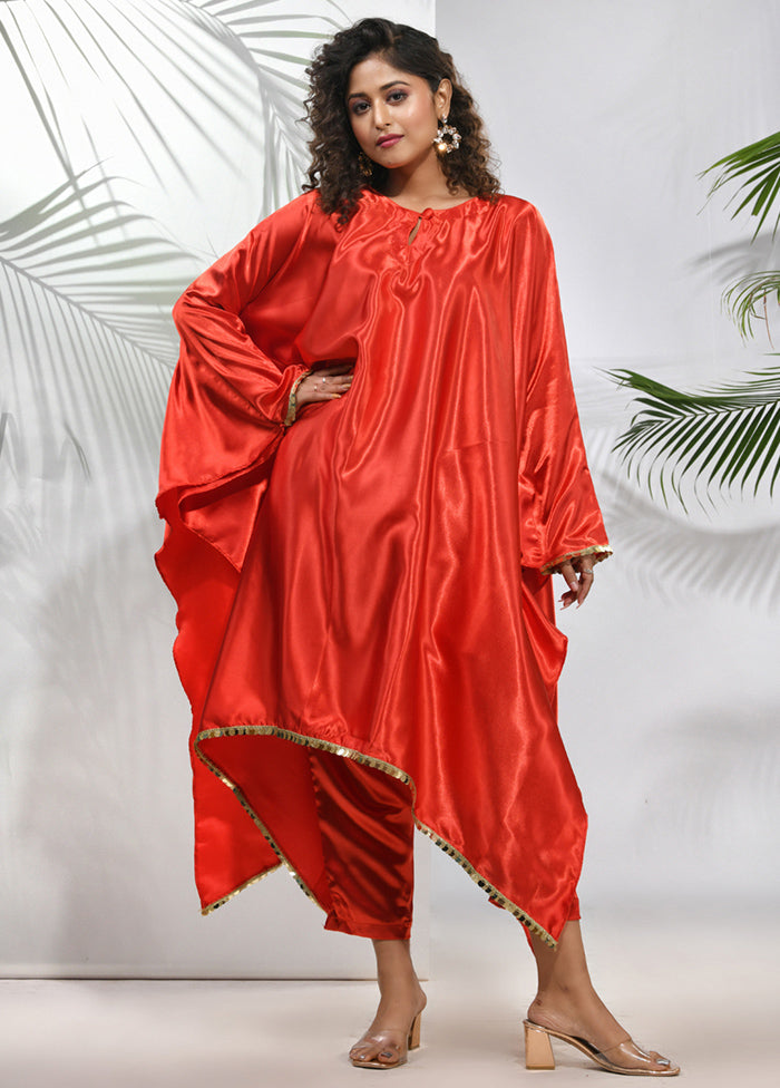 2 Pc Red Readymade Silk Kaftan Set - Indian Silk House Agencies
