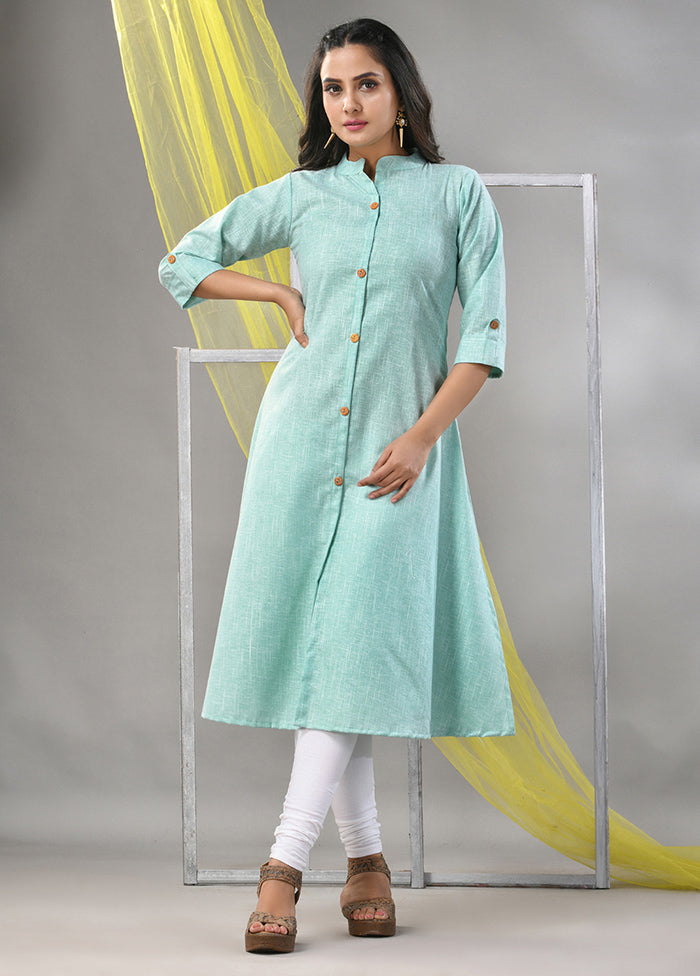 Mint Green Readymade Cotton Kurti - Indian Silk House Agencies