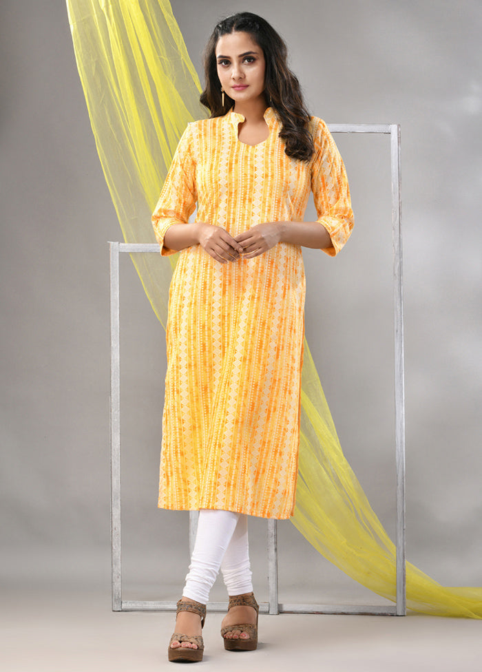 Yellow Readymade Rayon Kurti - Indian Silk House Agencies