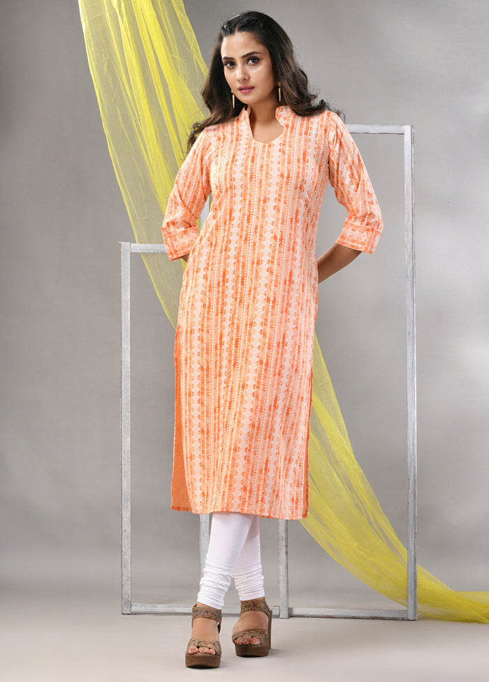 Orange Readymade Rayon Kurti - Indian Silk House Agencies