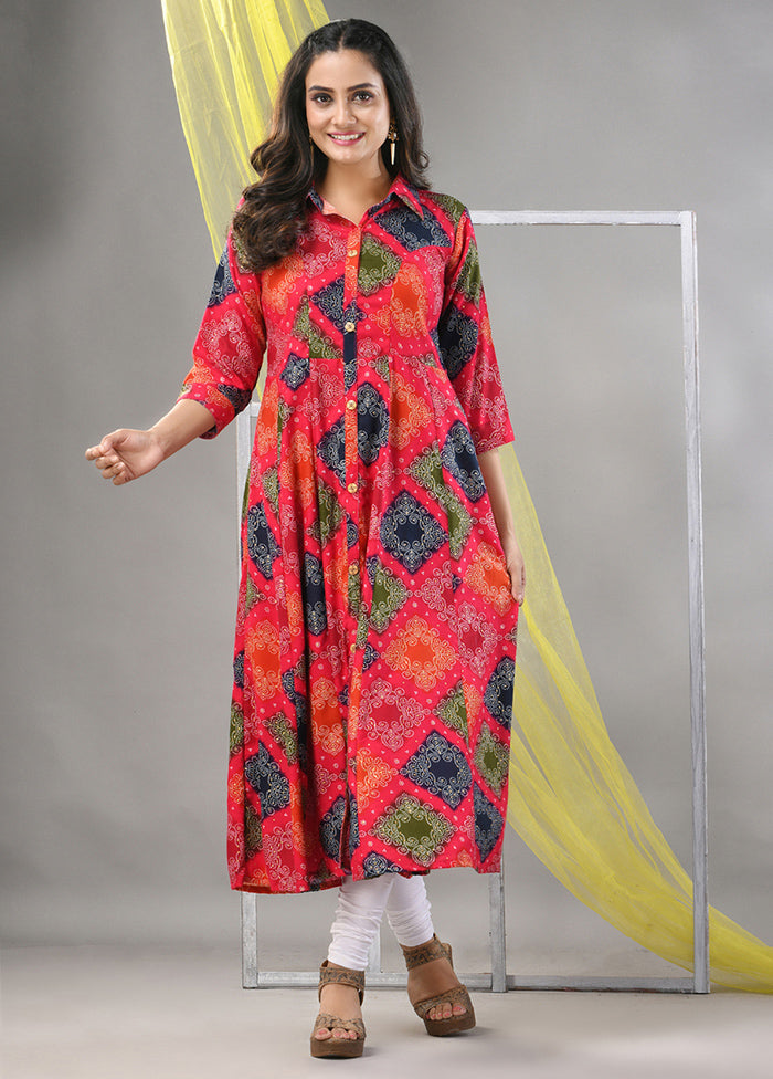 Fuchsia Readymade Rayon Kurti