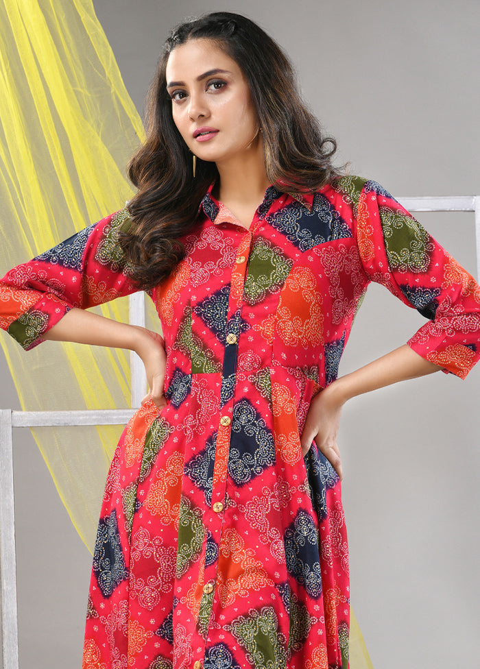 Fuchsia Readymade Rayon Kurti - Indian Silk House Agencies