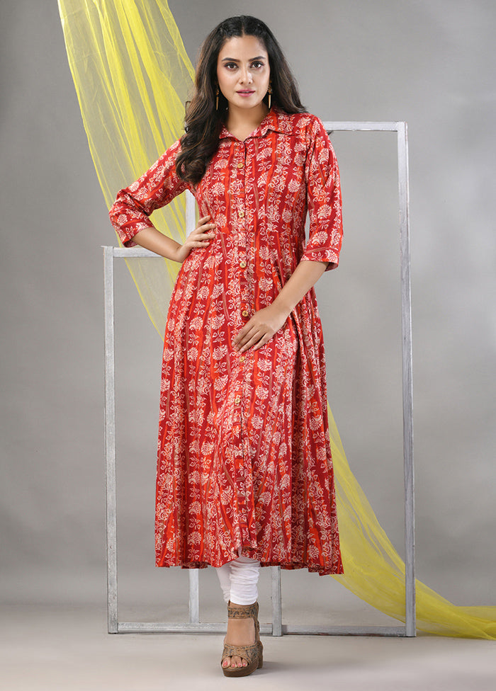 Red Readymade Rayon Kurti